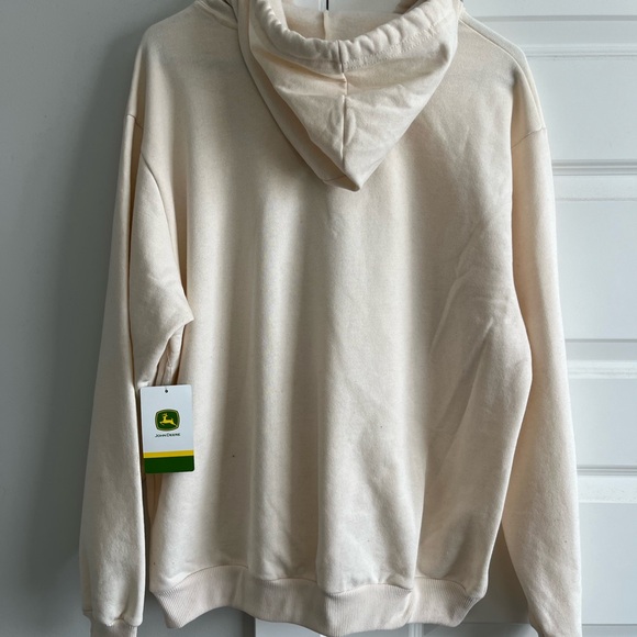 John Deere Hoodie Cream Pullover Sweatshirt Medium Farm Western Workwear NWT - Picture 4 of 4